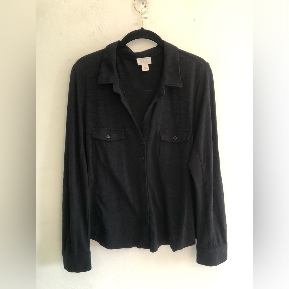 Caslon Blouse Women's Size L Long Sleeve Shirt Button Up Quiet Luxury Capsule